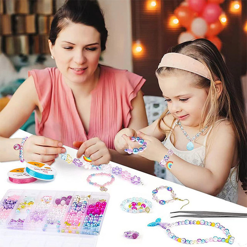 Kit Para Hacer Pulseras Dabeh, 743 Cuentas, Estuche Portátil Con Hilos Y Tijeras, Ideal Para Crear Pulseras, Collares, Diademas, Manualidades Y Regalo Creativo De Cumpleaños.