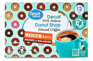 Great Value 12 Ct Decaf Donut Shop Ground Coffee