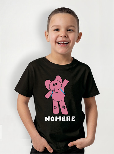 Remera Niño Algodon Pocoyo Elefante Personalizada Con Nombre