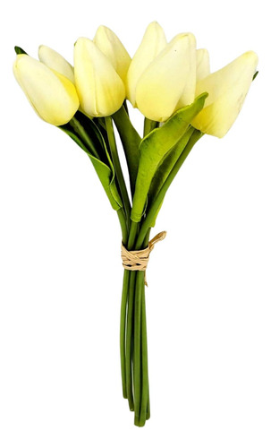 Tulipa Branca 8 Hastes 27cm Flor Planta Artificial
