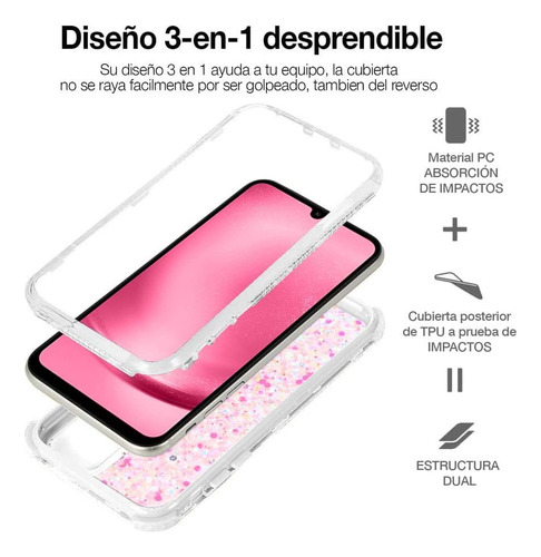 Funda Rudo 3 En 1 Brillos + Mica Regalo Oppo Vivo Zte Rosa Y Rojo Vivo Y04