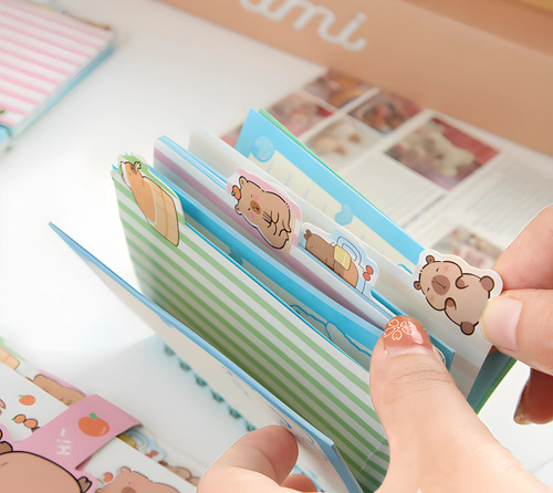 Mini Libreta Capibara Hojas Con Diseño Y Separadores