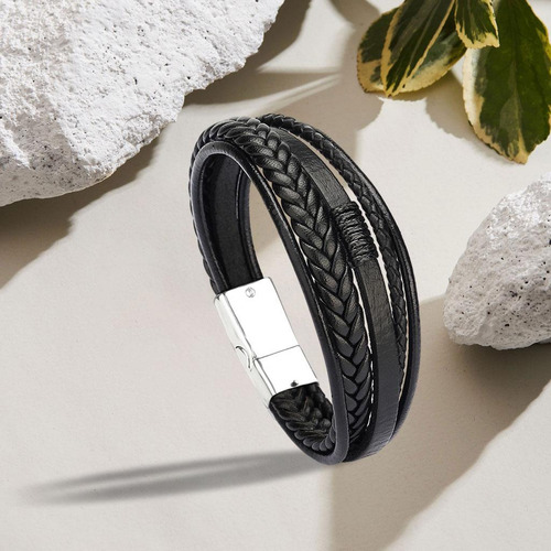 Pulsera Trenzada De Pu Para Hombre, Brazalete, Pulsera,