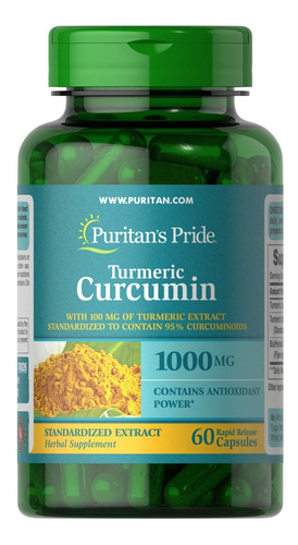 Suplemento em cápsula Puritan's Pride  Turmeric Curcumin cúrcuma Turmeric Curcumin em pote 60 un