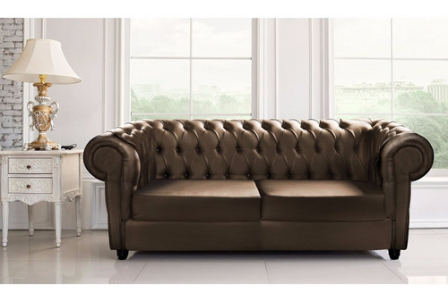 Sofá Capitonê Chesterfield Corino Várias Cores