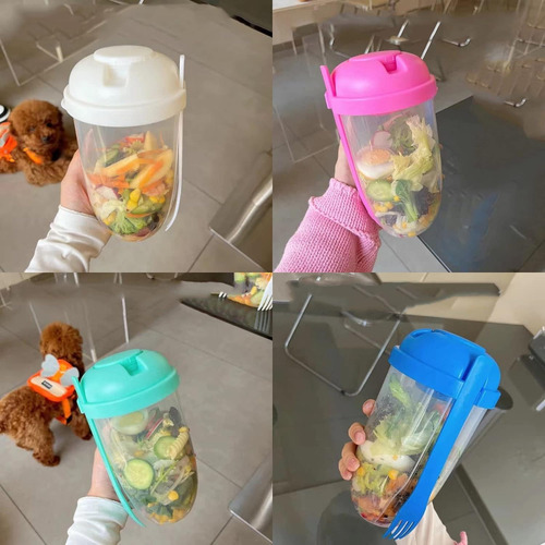 Taper Contenedor Para Ensalada + Salsero + Cubierto 1000ml
