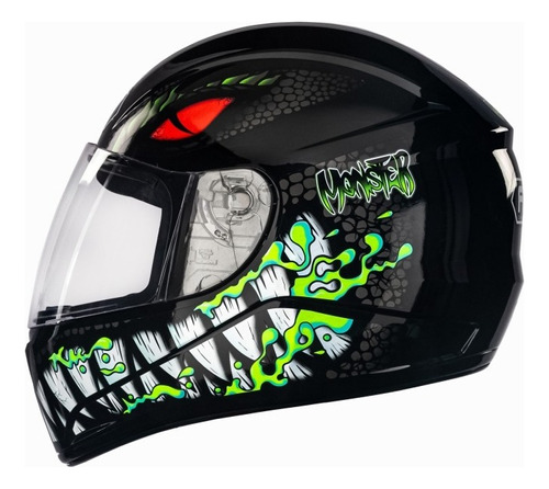 Casco Integral Moto Fly Monster Negro Importado No Hawk Cuo