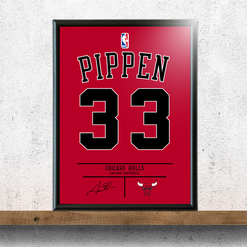 Cuadro Chicago Bull Camiseta Scottie Pippen C/vidrio 30x40cm Negro Negro