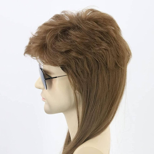Peruca Masculina Mullet Guera Rockera Hippie Cosplay Hallowe