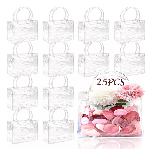 Bolsas De Regalo/recuerdo De Pvc Transparentes C/asas 25 Pzs