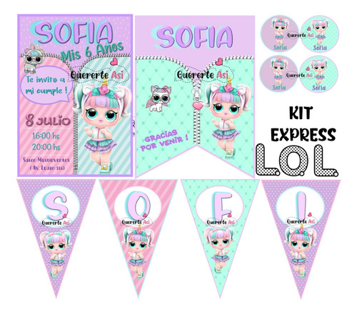 Kit Imprimible Express Personalizado- Lol #pastel