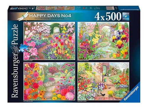 Puzzle Días Felices Jardines Gloriosos - 4x500 Piezas