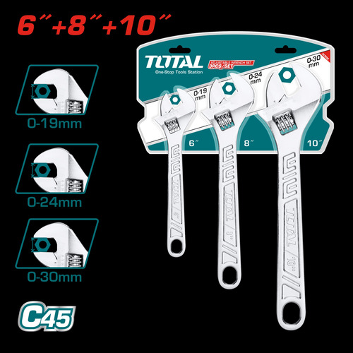 Set De Llaves Ajustables 3pcs 6/8/10 Acero Carbono
