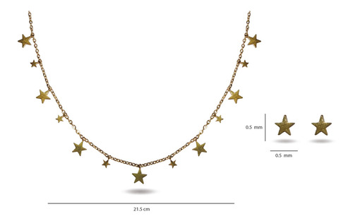 Set de Aretes en Forma de Estrella con Gargantilla y Estrellas Oro Laminado 18k Moda Fina Elegante Ideal para Regalo Dama