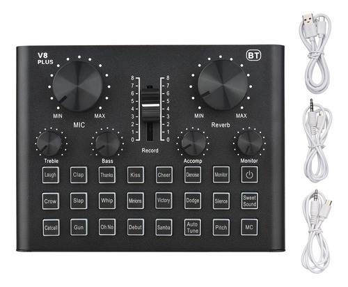 Fwefww Tarjeta De Sonido V8 Plus For Transmitir 15 Efectos