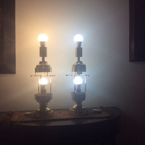 Lamparas Antiguas Bronce 2 Luces Doble Interruptor (el Par) (Usado)