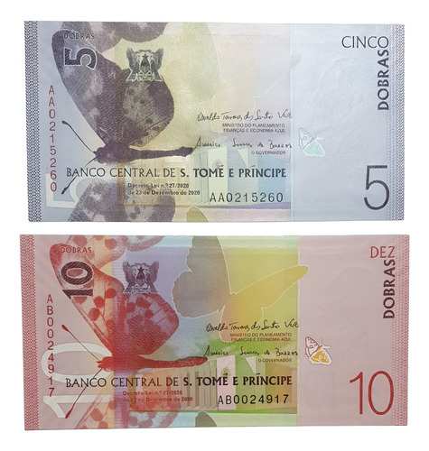 Santo Tome Y Principe 5 ,10dobras Año 2020(2021) Papel