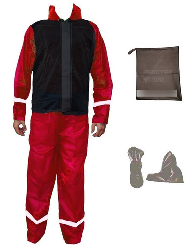 Traje Impermeable 4 Piezas Conjunto Con Zapatones+ Estuche 