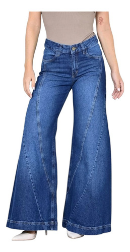 Pantalón Wide Leg Jean Palazzo Denin Mujer