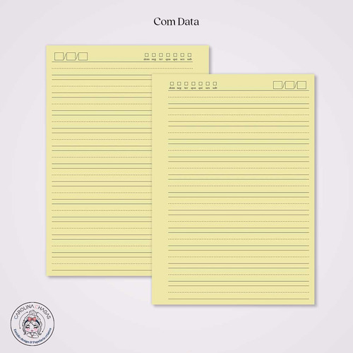 5 Miolo Caderno A5 Básico 1 - 100 Folhas Amarelo Caligrafia 1
