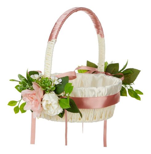 Cesta De Flores De Satén For Boda, Accesorios De Rosas