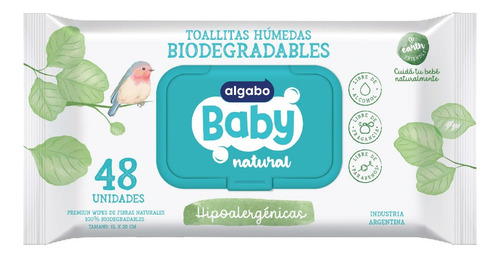 Baby Toallitas Biodegradables Húmedas 48u Algabo