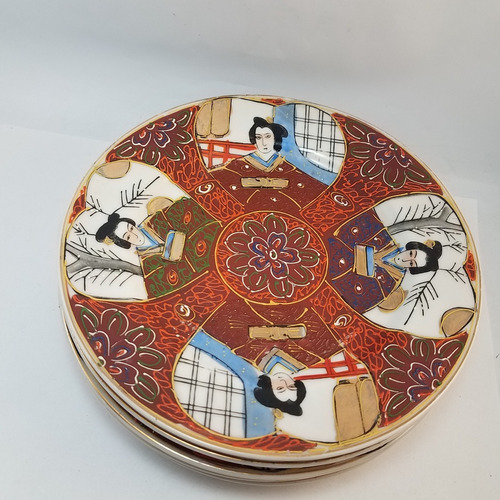 5 Platos De Porcelana Japonesa Pintados A Mano