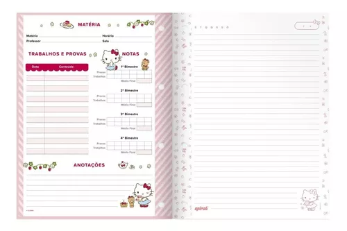 CADERNO REFIL P/ FICHARIO UNIV. 80FLS HELLO KITTY - Livraria Concorde