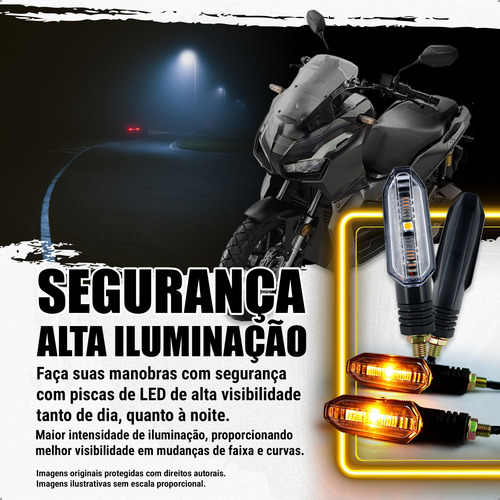 Kit 4 Piscas Seta Cristal 12v Para Guidão Com Rosca