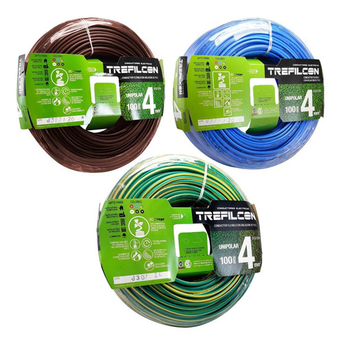 Rollo Cable 4 Mm2 Trefilcon Normalizado Iram 100mts Combo X3