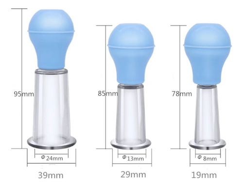 Juego 4 Ventosas Goma Masaje Facial Succión Corrector Pezon