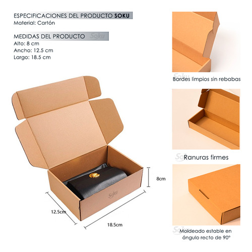 50 Cajas Resistentes Calidad Envíos Regalos 18.5x12.5cm Marrón Claro