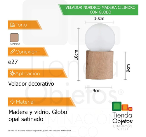 Imagen 2 de 9 de Lámpara Velador Escritorio Moderna Nórdica Cilindro C/globo