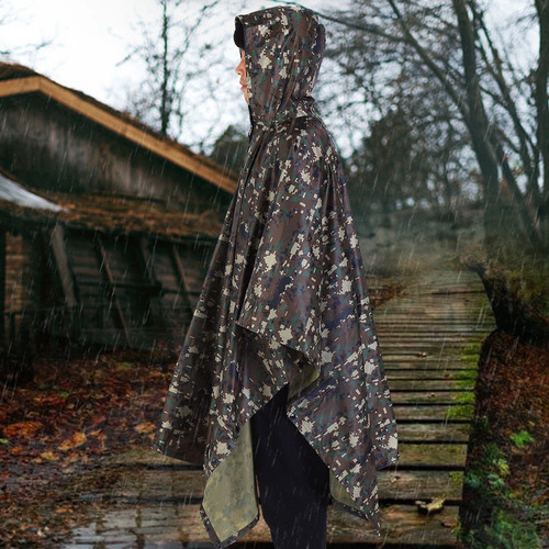 Poncho De Abrigo De Lluvia Ripstop Con Capucha Militar Imper