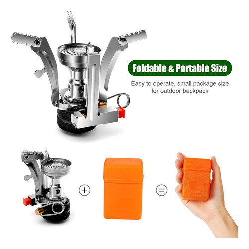 Juego De 8 Utensilios De Cocina Para Acampar Con Mini Estufa