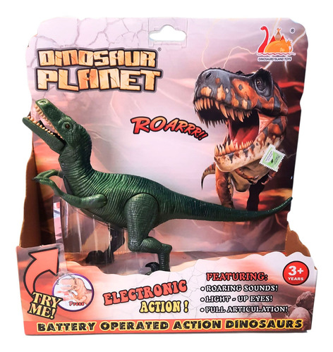 Dinosaurio Velociraptor Juguete Con Luz Sonido Y Movimiento