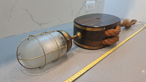 Lampara Pasteca De Madera Marinera Completa Muy Bonita (Usado)