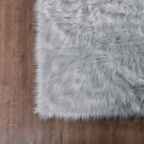 Goolela Alfombra Gris De 3 X 5, Alfombra Lavable De Piel Sin