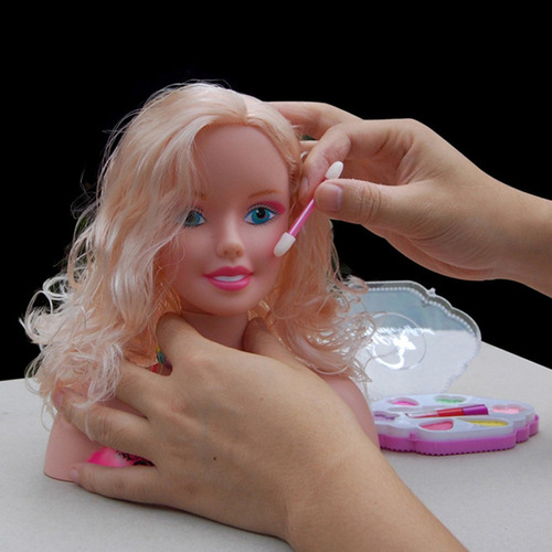 Cabeza De Muñeca Para Peinar Y Maquillar Cabello Rubio