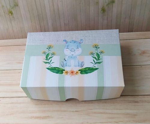 Imagem 4 de 5 de 10 Caixa Lembrança Safari Aquarelado Chá De Bebe Maternidade