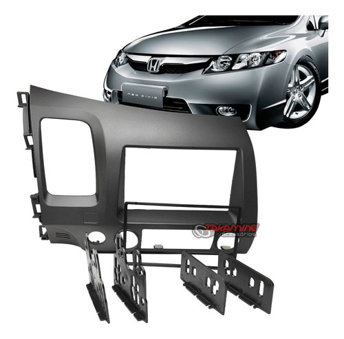 Imagem 1 de 5 de Moldura Painel 2 Din Multimidia Dvd Mp5 Honda New Civic 2007