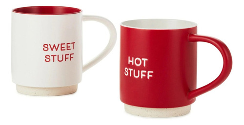 Set De 2 Tazas Apilables Pareja Sweet & Hot Stuff Hallmark Color Rojo