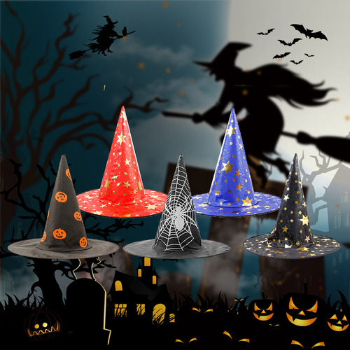 Sombrero De Bruja Negra Para Halloween, Espeluznante, De Ala
