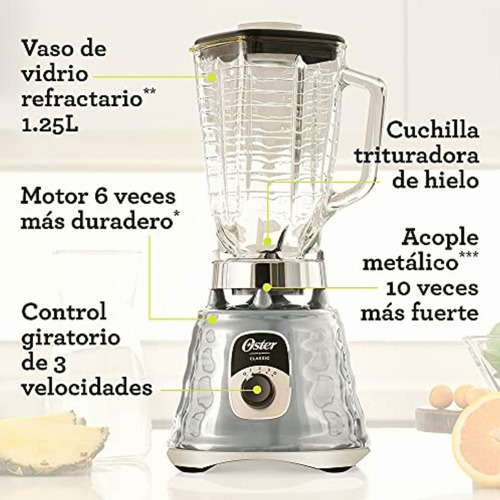 Licuadora Clásica Oster Control De Perilla Cromada Vaso De