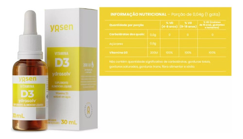 Suplemento Vitamina D3 Ydrosolv 30ml Yosen