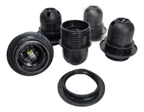 Comprar Pack 5 Portalamparas Soquete Negro Con Anillo E27 Inyectado