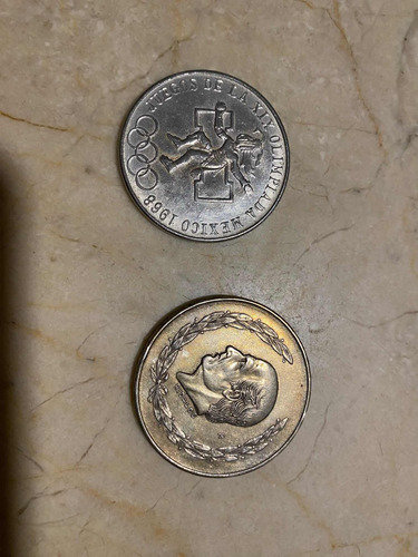 Monedas  Cinco Pesos 1953  Y Moneda Olimpiada México 1968