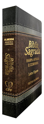 Bíblia Sagrada Gigante Com Índice - Marrom - Masculino Com Harpa Arc Full Color Capa Laminada Semi Flexível, De Almeida, João Ferreira De. Editorial Cpp, Capa Mole Em Português