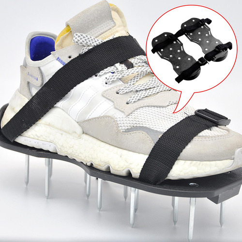 Zapatos De Uñas Para Aireador De Césped Con Correas Negro