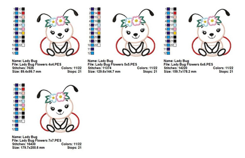 Matriz De Bordado Maquina Animalitos Mariquita Ladybug M2302 C2302 Mariquita 2302